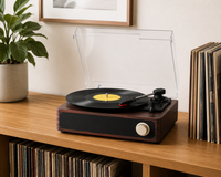 Platine vinyle compacte façade noire et molette dorée