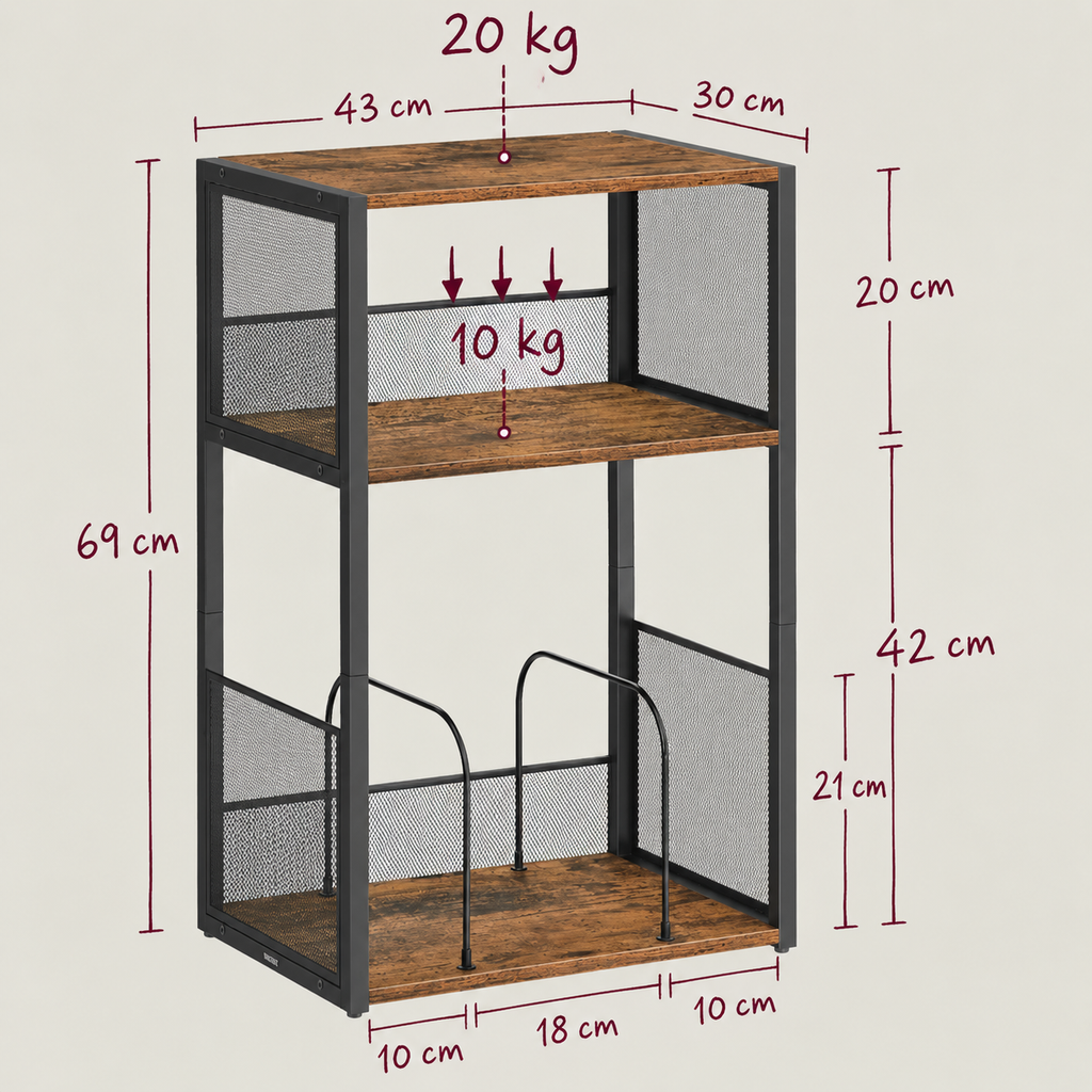 Meuble rangement vinyle rétro métal et bois