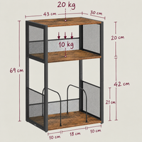 Meuble rangement vinyle rétro métal et bois