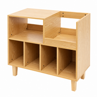 Meuble vinyle bois avec espace platine 6 niveaux