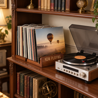 Rangement vinyle extensible en bois et acier