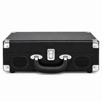 Platine vinyle mallette portable en simili cuir noir