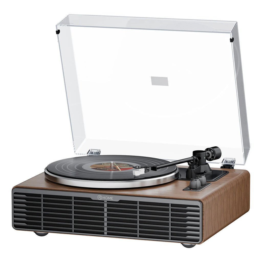 Platine vinyle noyer 4 haut-parleurs Bluetooth émetteur-récepteur