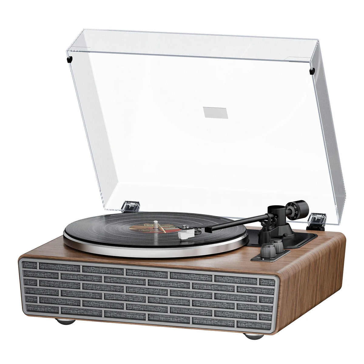 Platine vinyle bois clair 4 haut-parleurs anti-vibration