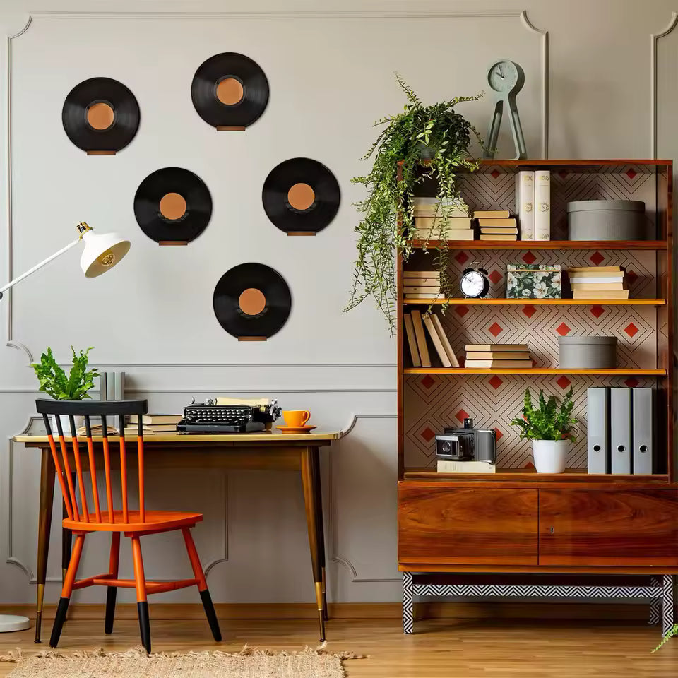Lot de 6 étagères murales en bois pour disques vinyles
