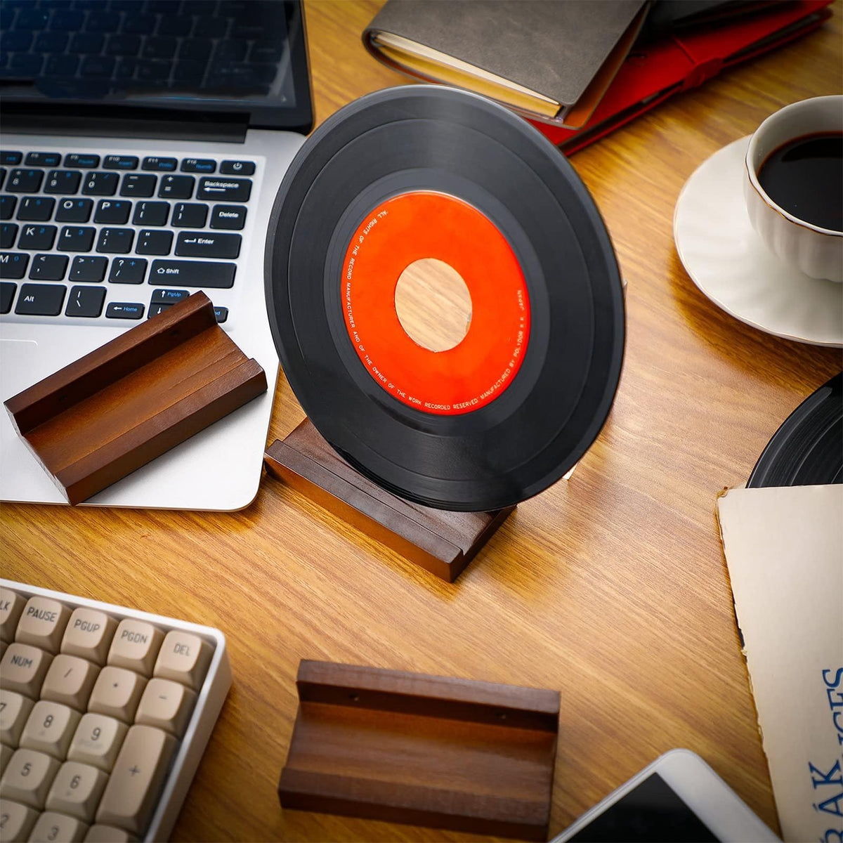 Lot de 6 étagères murales en bois pour disques vinyles