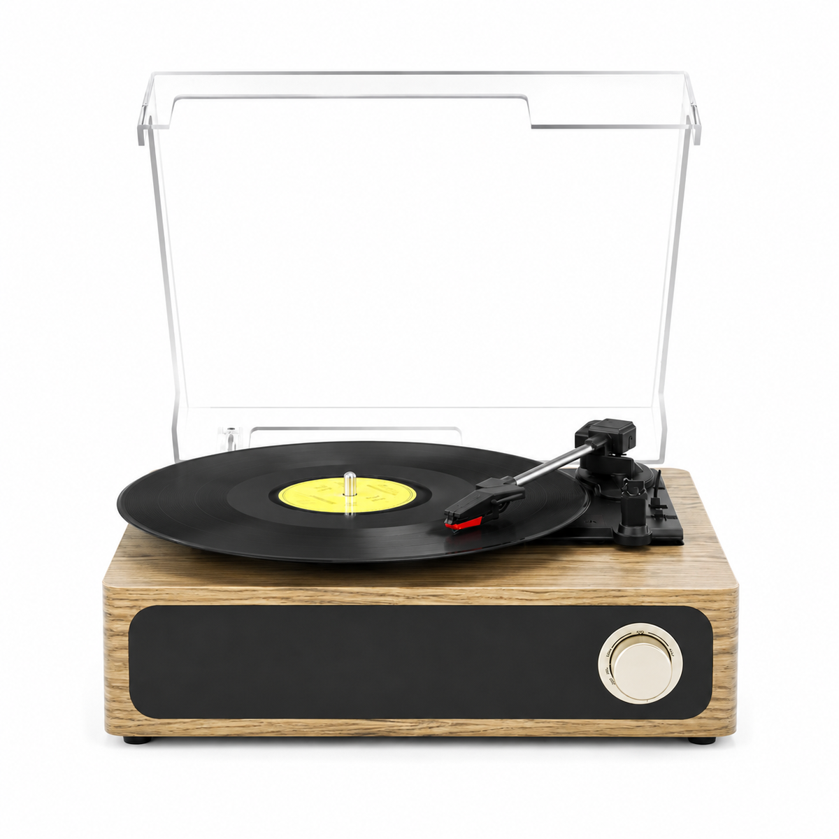 Platine vinyle compacte façade noire et molette dorée
