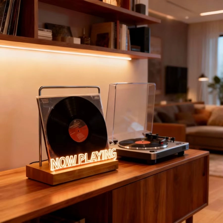 Présentoir vinyle lumineux "Now Playing"